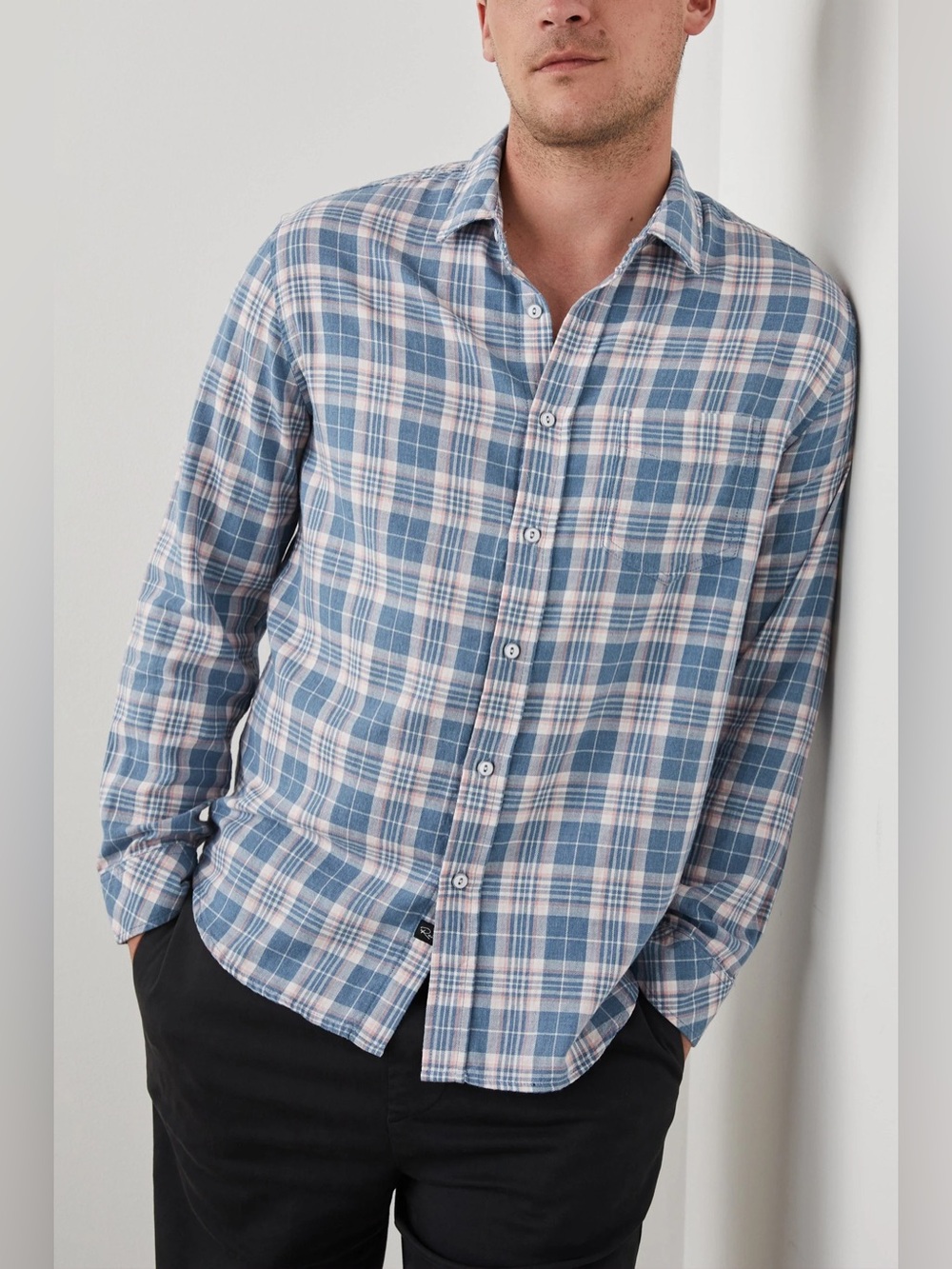 Rails Men's Wyatt Button-Down Shirt XL Mediterranean Melon Melange 100% Cotton